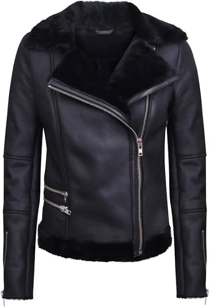 Ladies Black Shearling Jacket