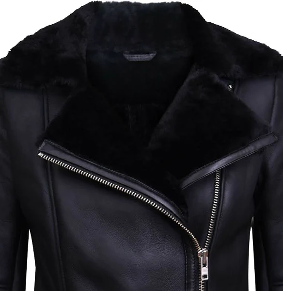 Ladies Black Shearling Jacket