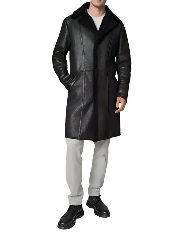 Leather Sheepskin Coat Mens
