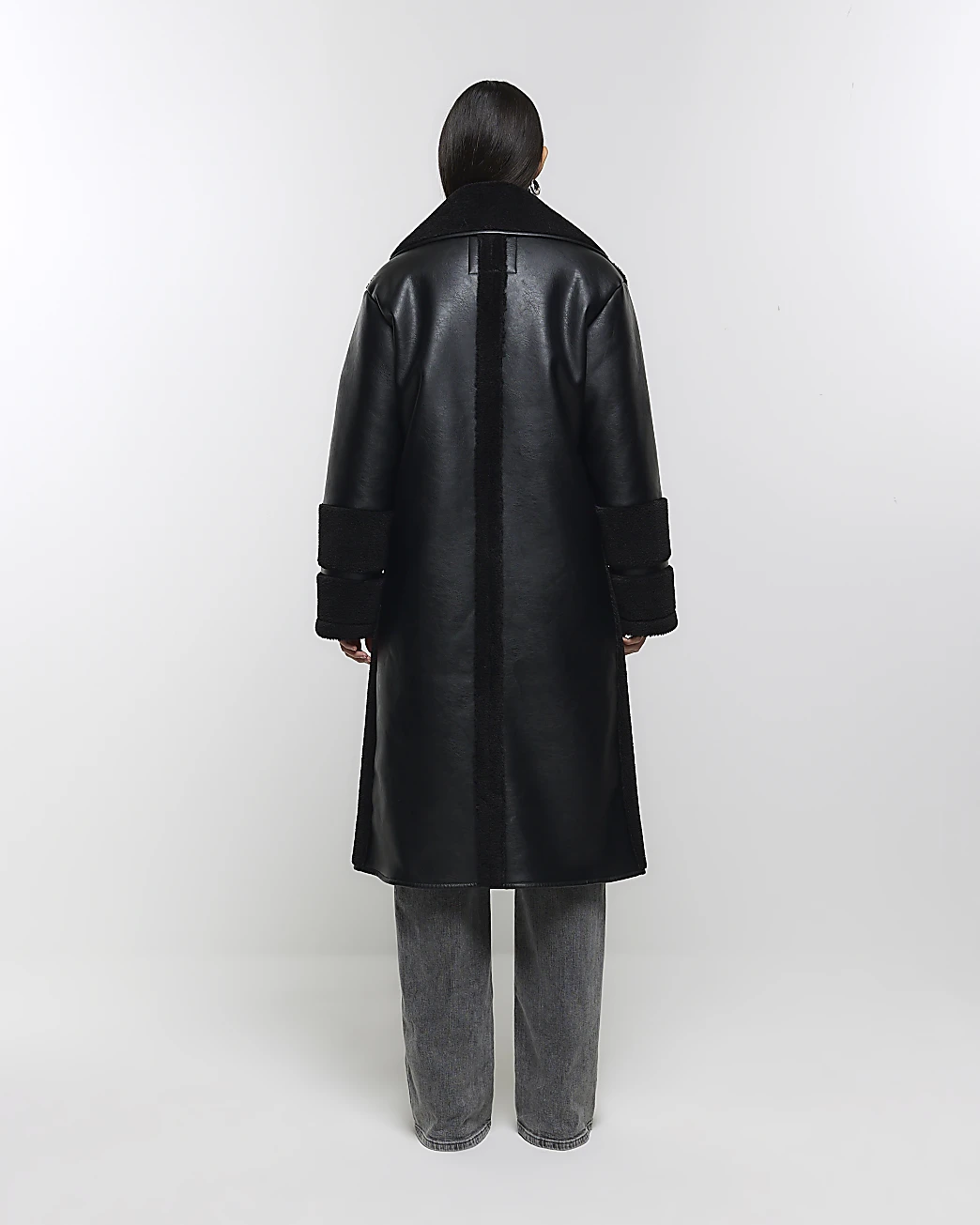 Long Black Sheepskin Coat