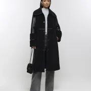 Long Black Sheepskin Coat