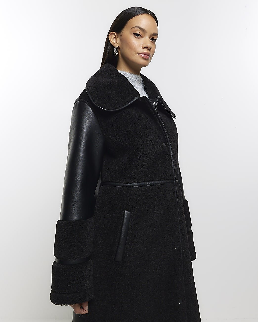 Long Black Sheepskin Coat
