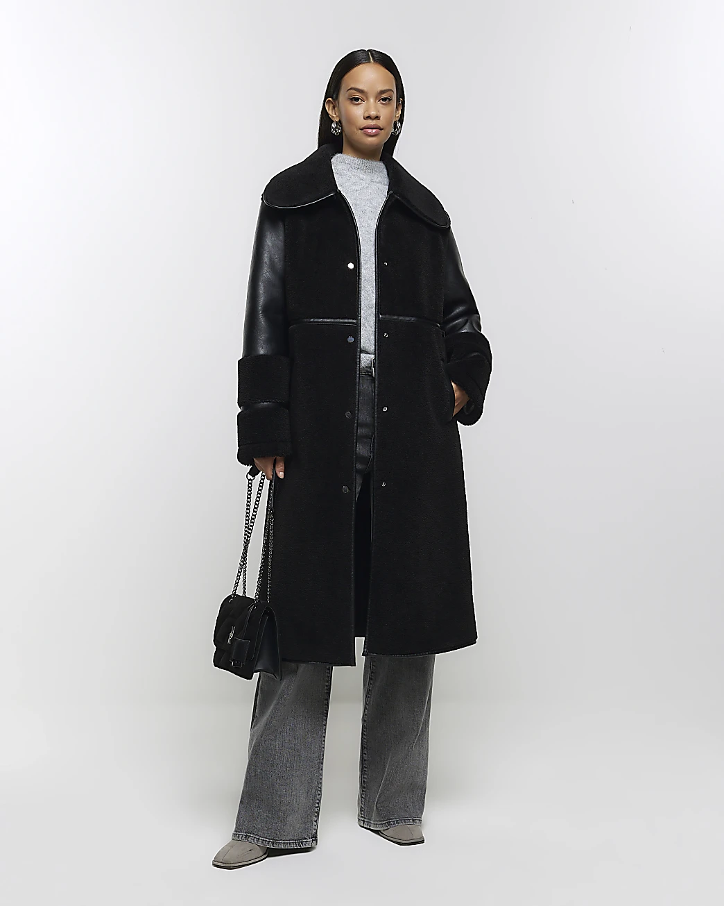 Long Black Sheepskin Coat