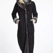 Long Sheepskin Coat With Hood