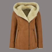 Womens Sheepskin Coat with Hood