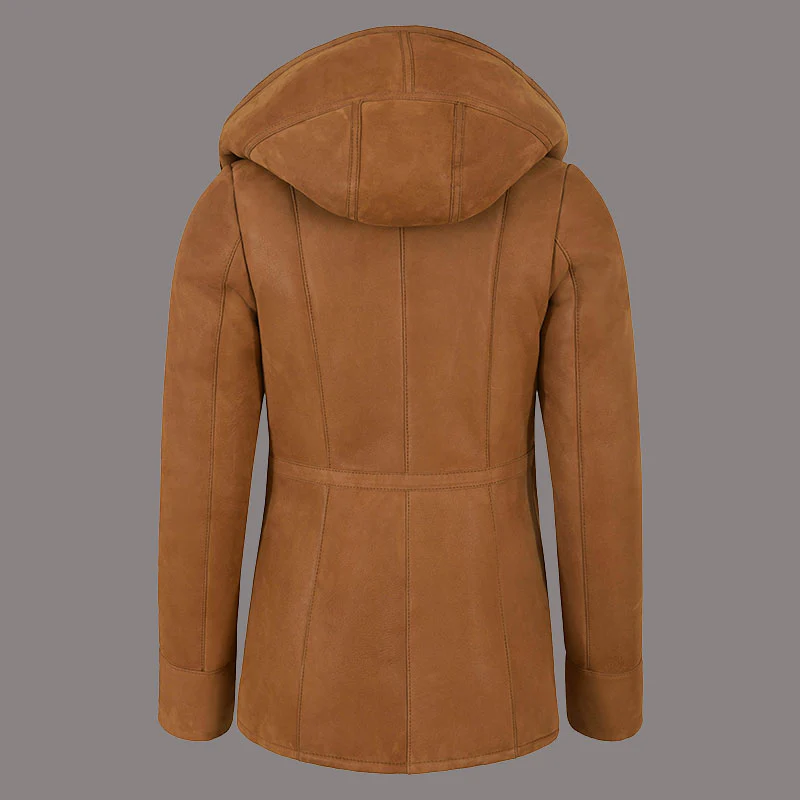 Womens Sheepskin Coat with Hood