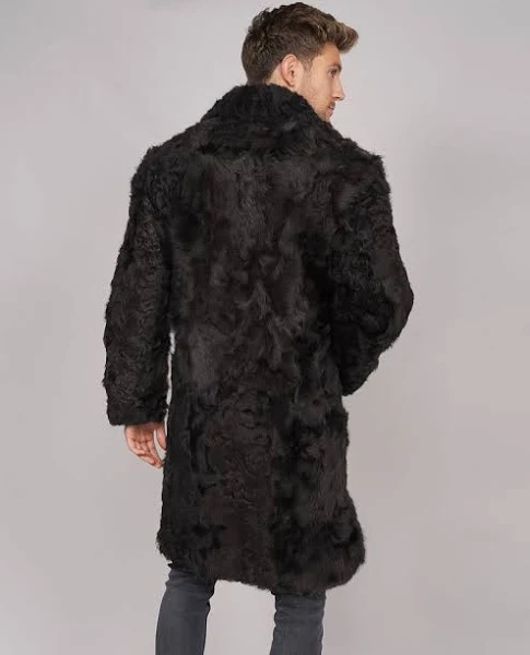 black mens shearling coat