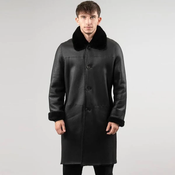 Black Shearling Coat Mens