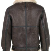 brown leather sheepskin bomber jacket
