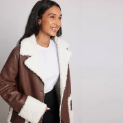 brown sheepskin coat women's