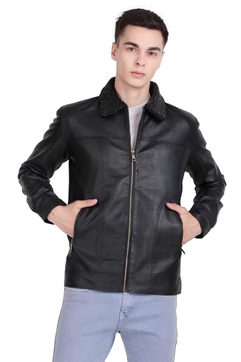 Faux Leather and Shearling Jacket