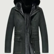 hooded shearling coat