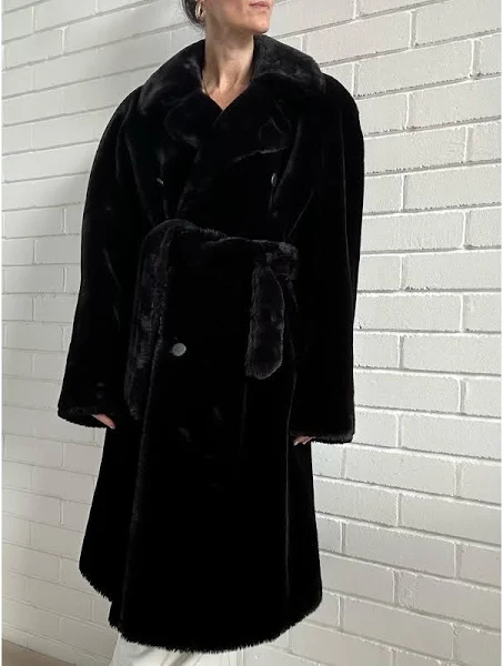 ladies black sheepskin coat