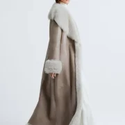 ladies long shearling coats