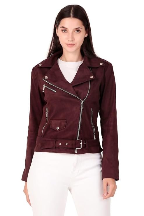Ladies Sheepskin Biker Jacket