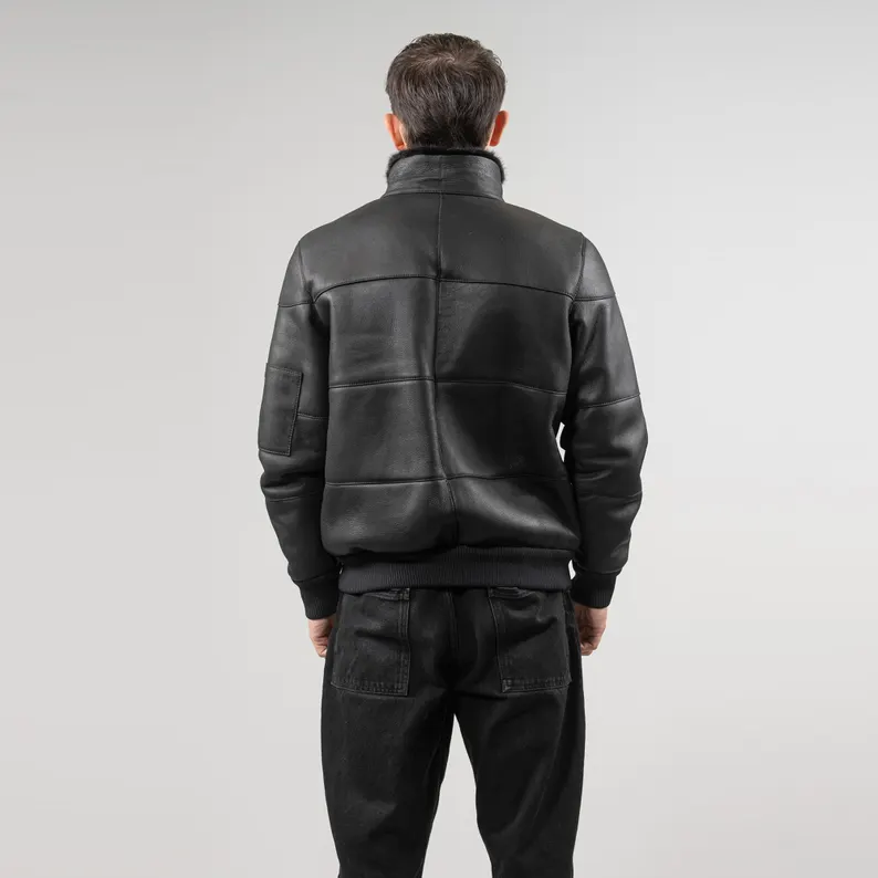 Leather and Sheepskin Bomber Jacket