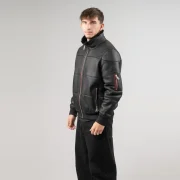 leather and sheepskin bomber jacket
