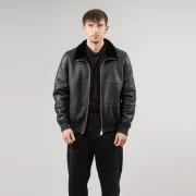 leather and sheepskin bomber jacket