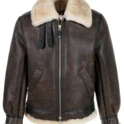 Leather Sheepskin Bomber Jacket
