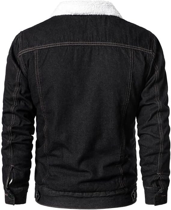 Mens Denim Jacket With Sheepskin Collar