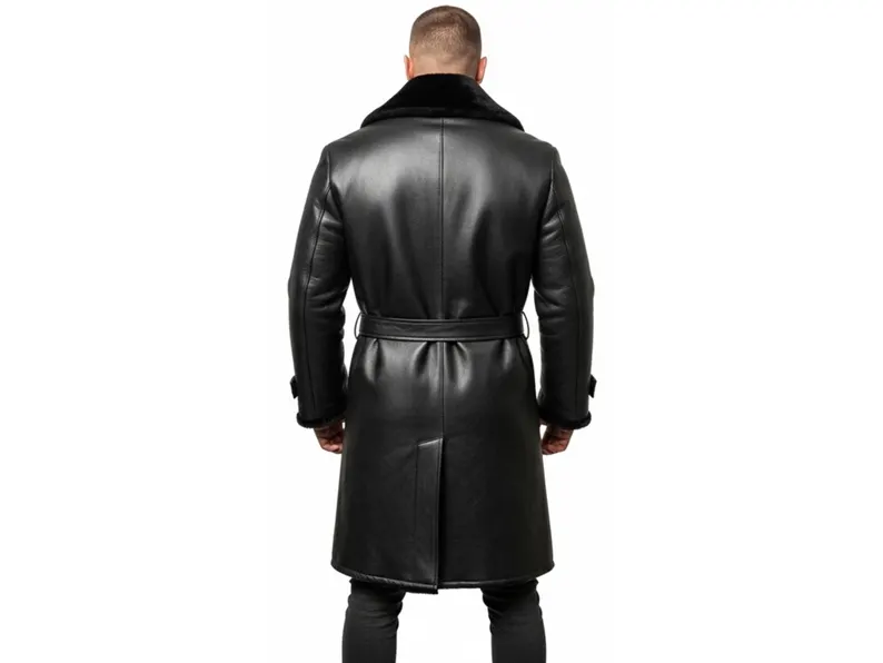 Mens Fur Lined Leather Coat