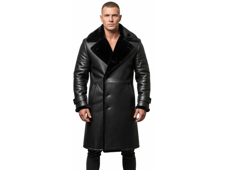 Mens Fur Lined Leather Coat