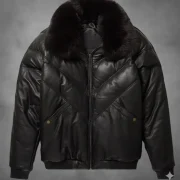 mens leather jacket with shearling