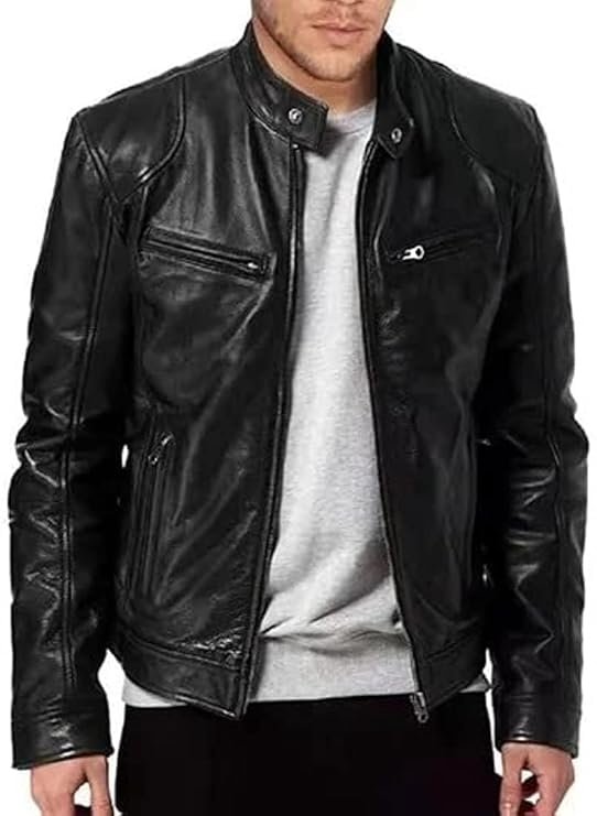Mens Sheepskin Leather Bomber Jacket
