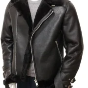 shearling jacket mens black