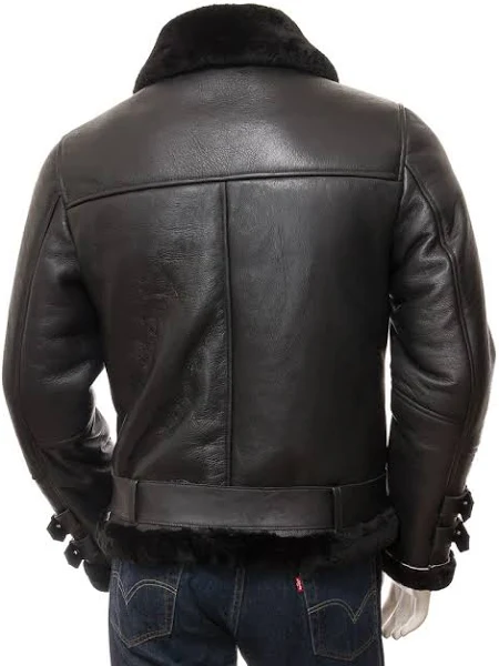 shearling jacket mens black