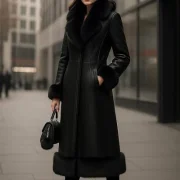 shearling long coat womens