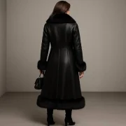shearling long coat womens