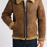 sheepskin collar jacket mens