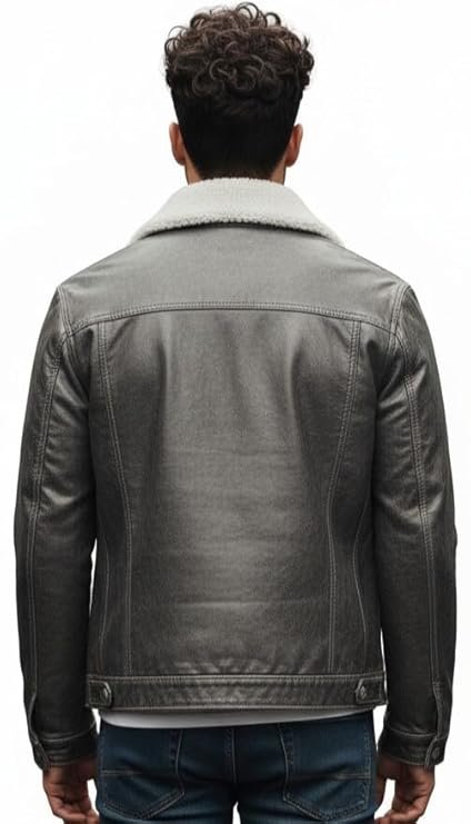 Sherpa Leather Jacket Mens