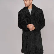 black mens shearling coat