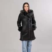3 4 black sheepskin coat