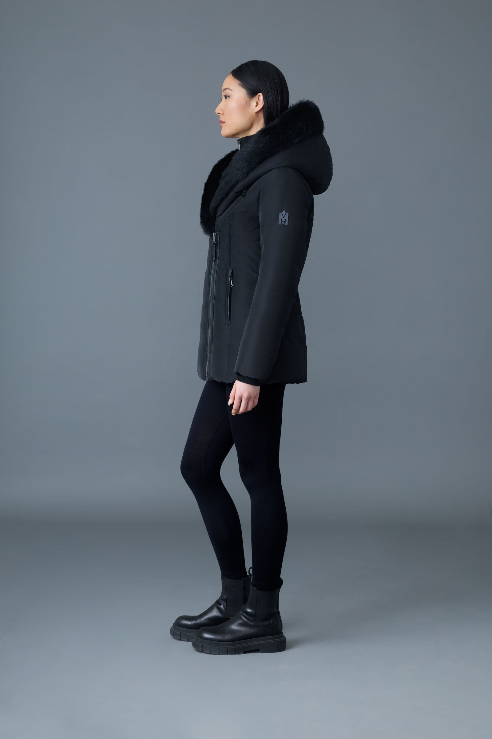 Adali Down Coat With Sheepskin Signature Mackage Collar