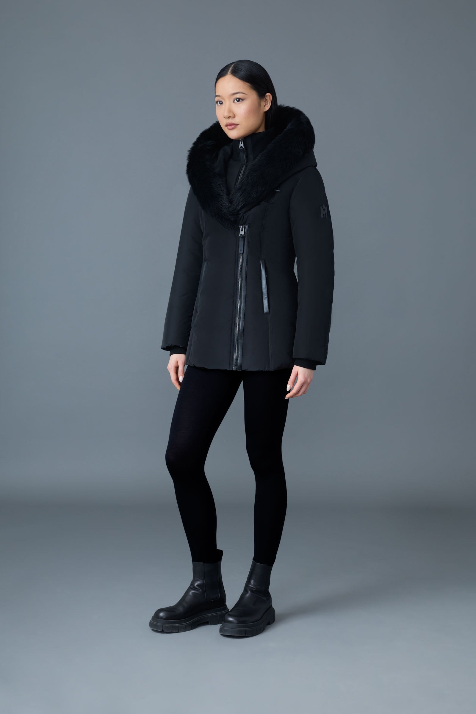 Adali Down Coat With Sheepskin Signature Mackage Collar