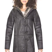 Black Sheepskin Duffle Coat