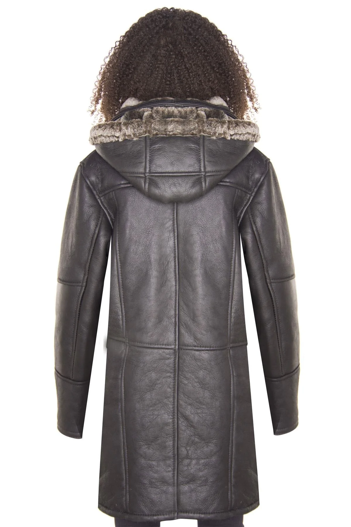 Black Sheepskin Duffle Coat
