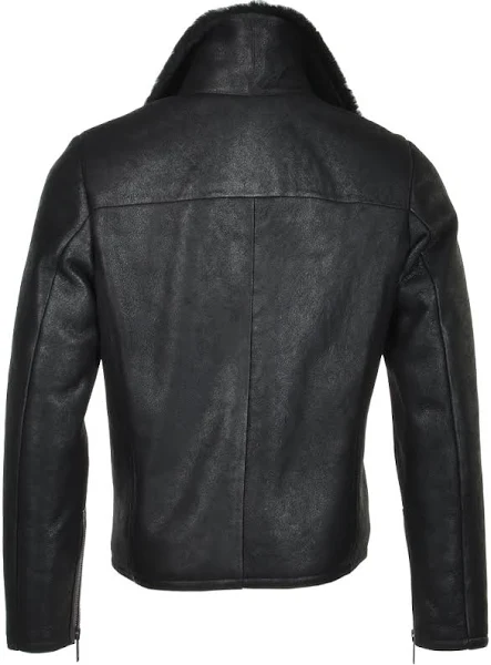 Black Sheepskin Biker Jacket