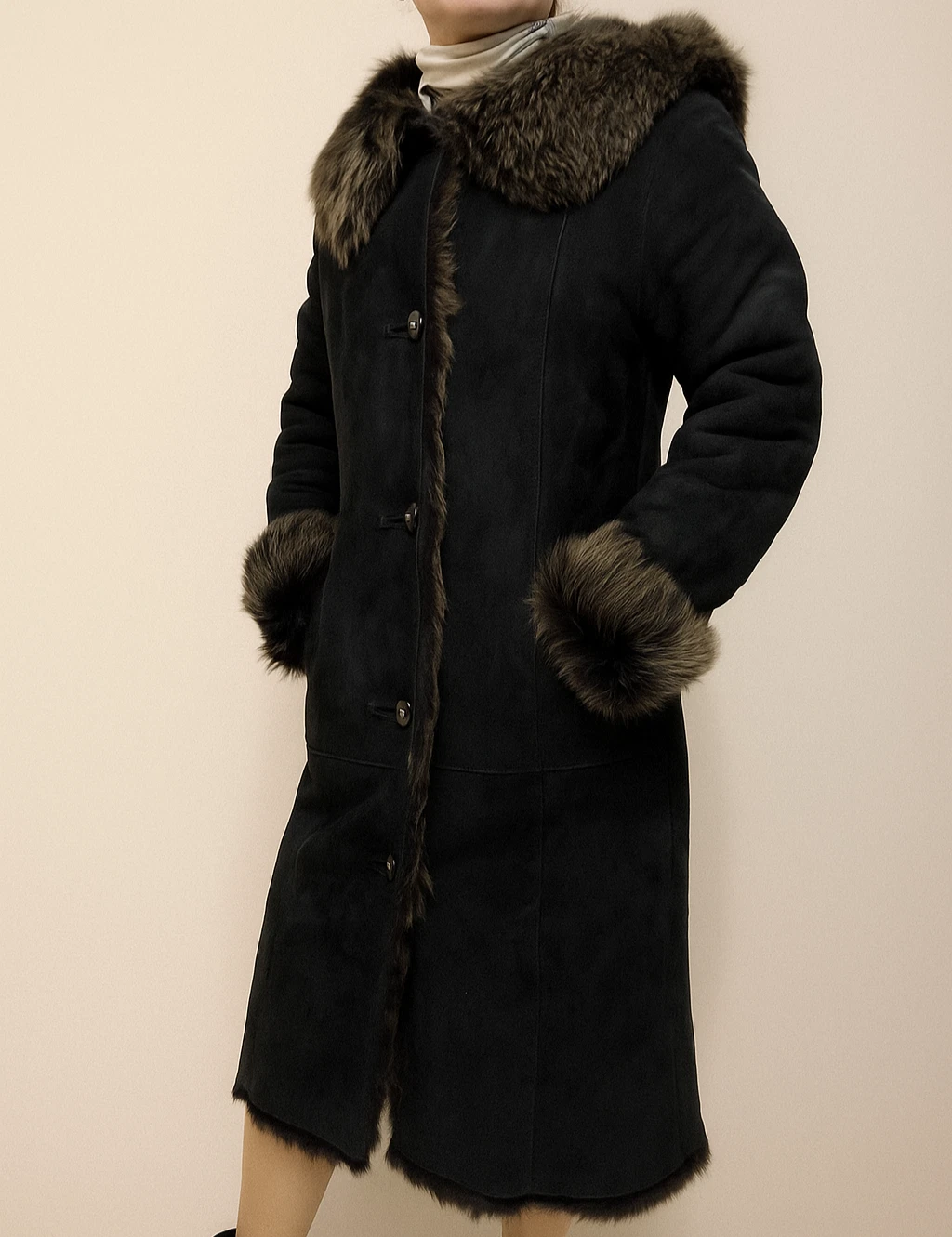 Black Toscana Sheepskin Coat