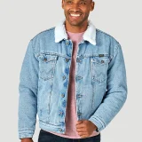 blue jean jacket with sheepskin lining