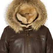 Bomber B-3 Sheepskin Jacket Hooded Whiskey