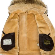Bomber B-3 Sheepskin Jacket Hooded Whiskey
