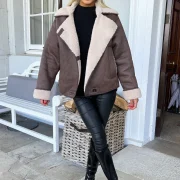 Brown Faux Sheepskin Coat