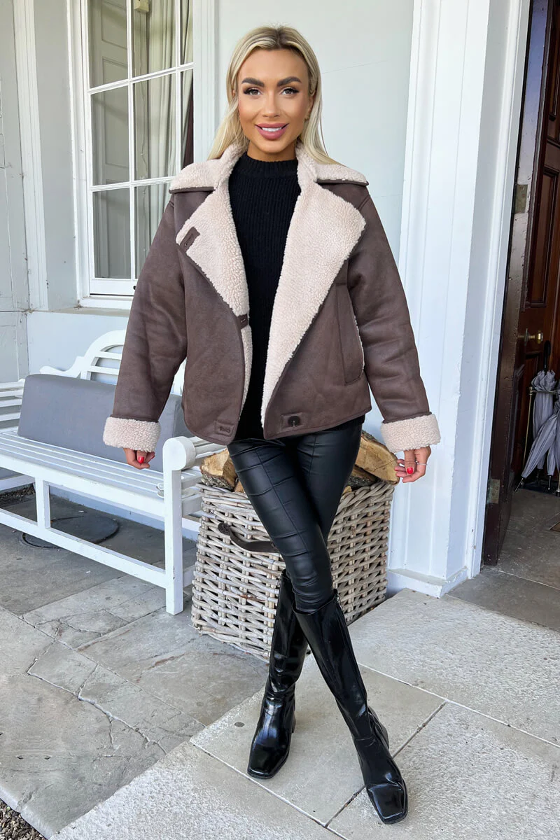 Brown Faux Sheepskin Coat