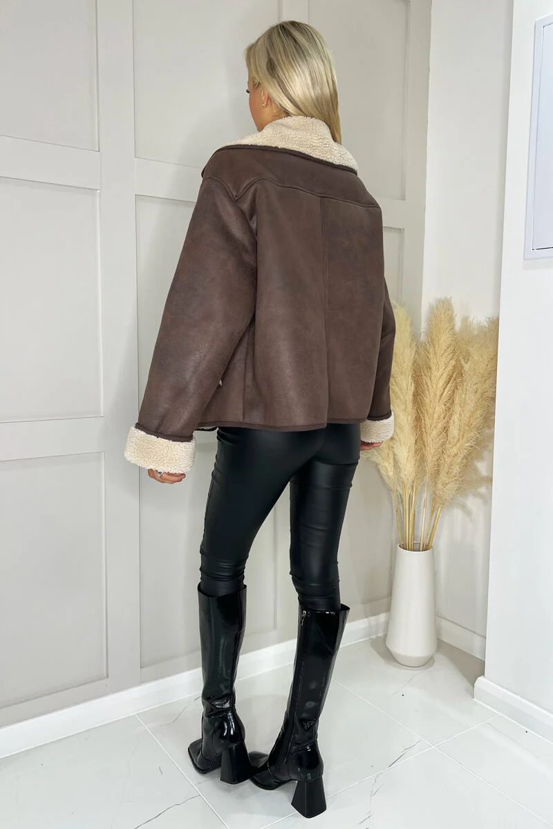 Brown Faux Sheepskin Coat