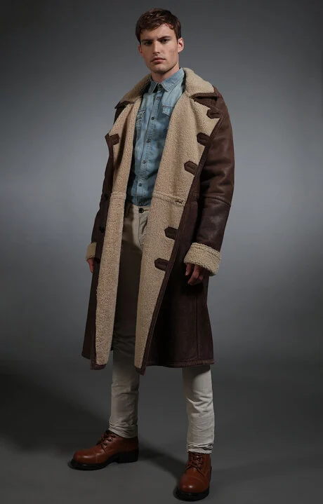 Brown Full Length Sheepskin Coat