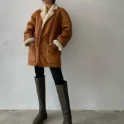 Brown Leather Sheepskin Coat